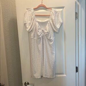 White Eyelet Dress with Puff Sleeves